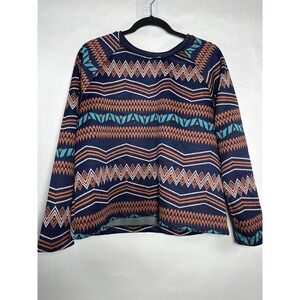 Zara Trafaluc Aztec Print Sweatshirt Womens Size L Crop‎ Long Sleeve Boho EUC